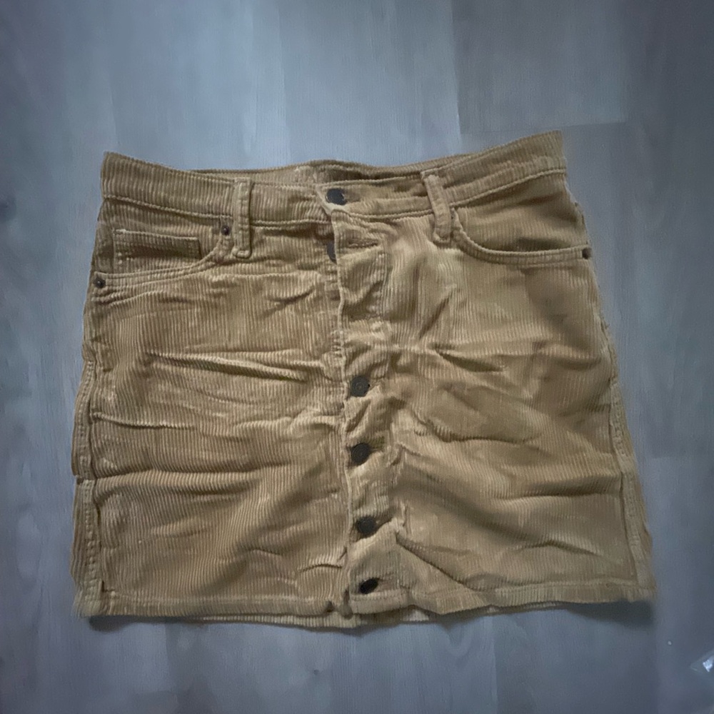 Tan Corduroy Button-Front Skirt